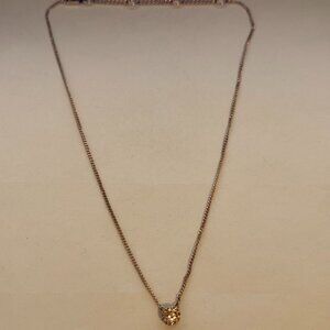 GIVENCHY Gold Tone Small Dainty Crystal Pendant Necklace